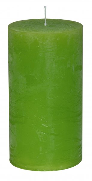 Rustik Stumpenkerze, 130 x 68 mm, grün, durchgefärbt, strukturierte Oberfläche